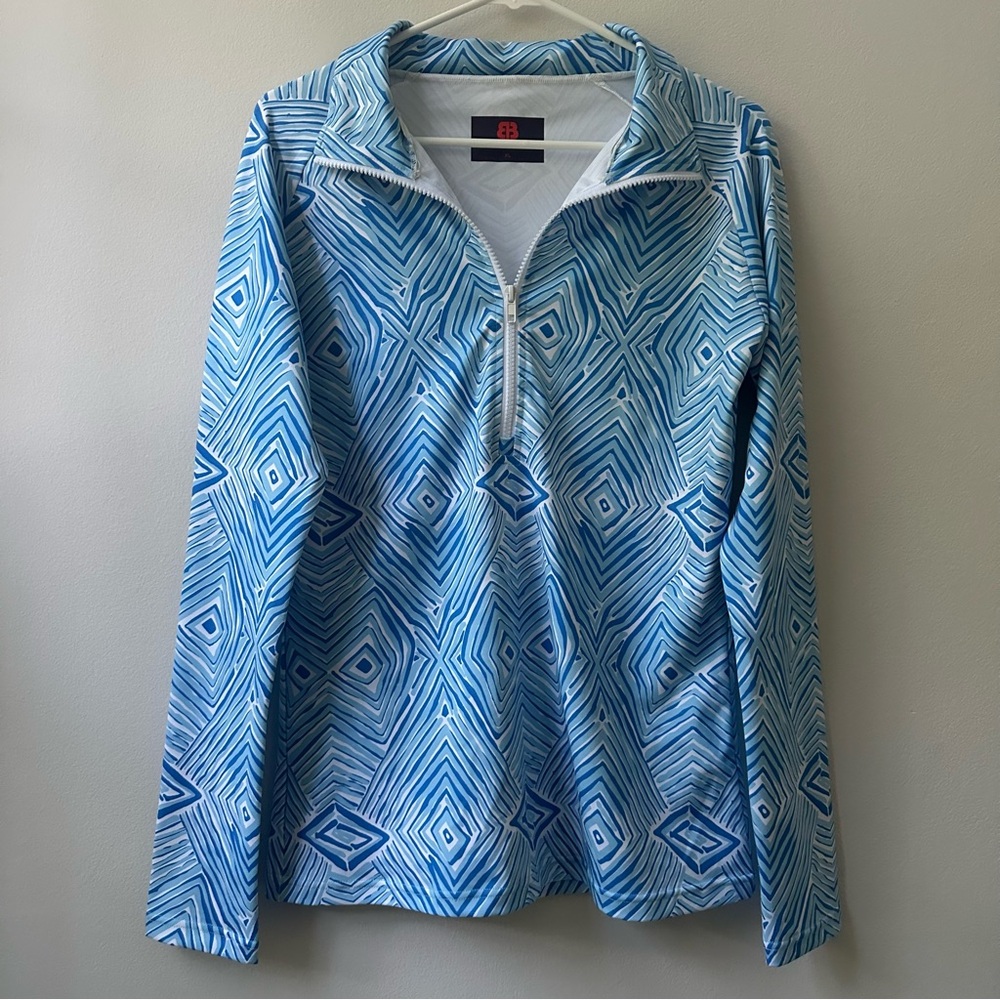 CK Bradley Sutra Half Zip Pullover Blue Diamond Print XL | Activewear Top